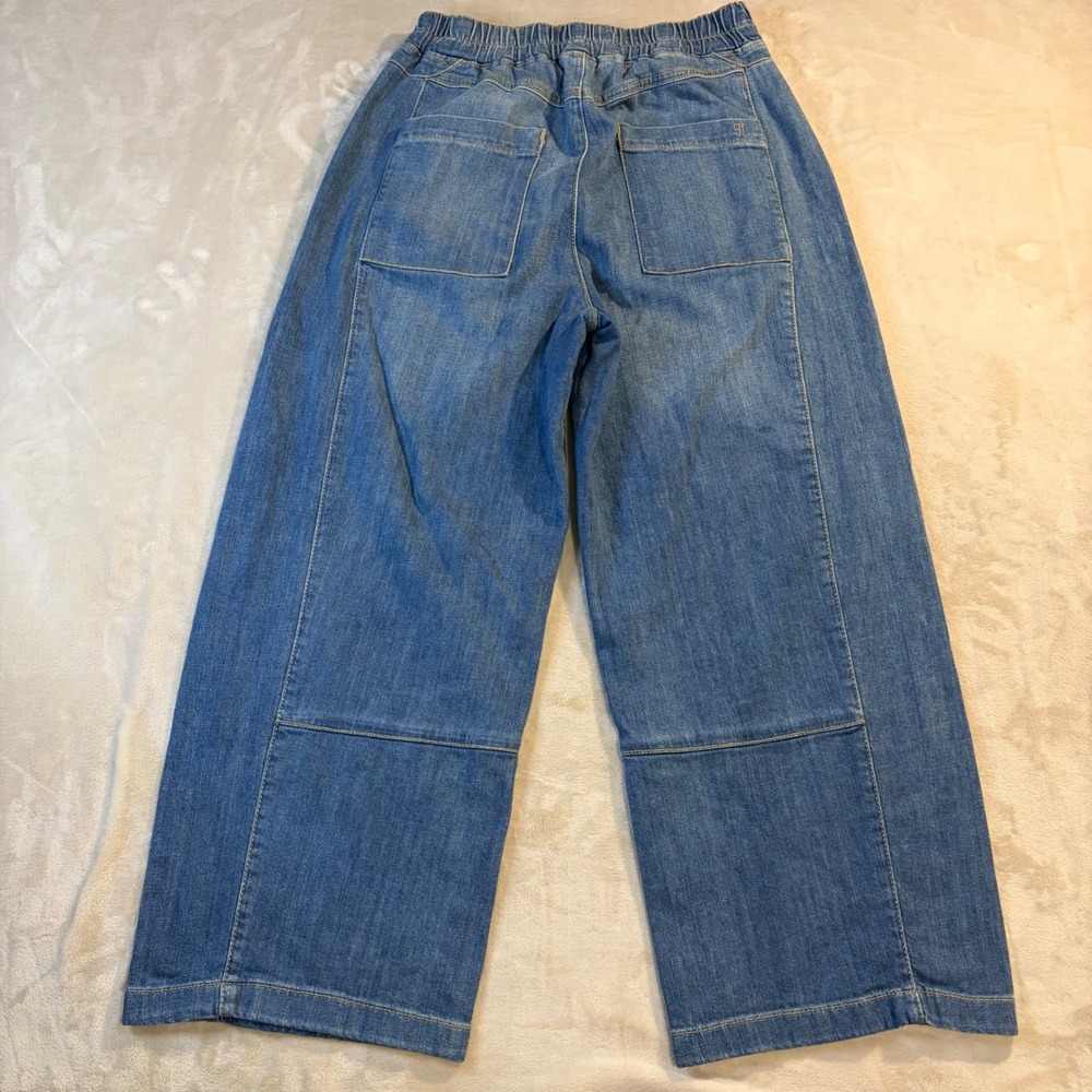 Pilcro Anthropologie Izzie Pull On Barrel Wide Leg Drawstring Jeans Size S - Picture 8 of 10